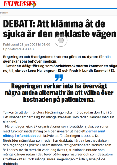 debattartikel i expressen 28 januari 2025