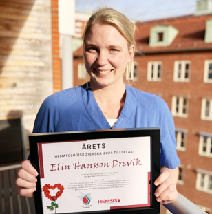 Elin Hansson Drevik är årets hematologisjuksköterska 2024. Foto: privat