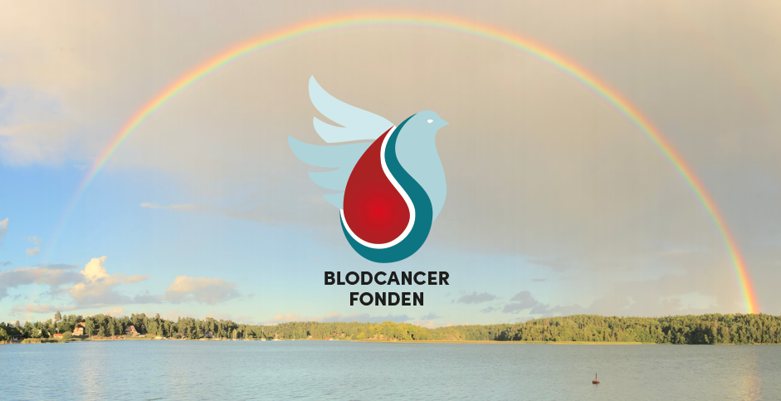 Blodcancerfondens logotyp i regnbåge